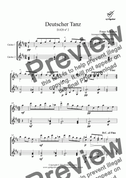 page one of Deutscher Tanz D.820 nº 2 for guitar duet