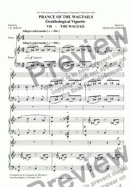 page one of CHORAL BALLET for Children - PRANCE OF THE WAGTAILS  (Nickname ’Birdie Opera’) for Solo and Unison Voices: Ornithological Vignette No.7 THE WAGTAIL