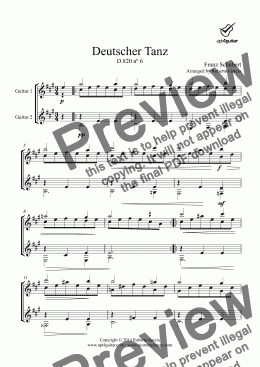 page one of Deutscher Tanz D.820 nº 6 for guitar duet