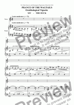 page one of CHORAL BALLET for Children - PRANCE OF THE WAGTAILS  (Nickname ’Birdie Opera’) for Solo and Unison Voices: Ornithological Vignette No.14 THE DUCK 