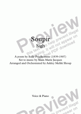 page one of Soupir (A. Jacques / Sully Prudhomme) - voice & piano - bilingual