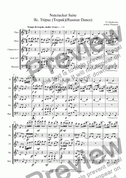 page one of Tchaikovsky: Casse-Noisette: Nutcracker Suite Movt.IIc. Trépac (Trepak)(Russian Dance) arr.wind quintet