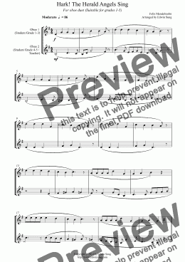 page one of Hark! The Herald Angels Sing (for oboe duet, suitable for grades 1-5)