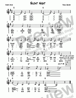 page one of Silent Night - Leadsheet for Piano/Vocal/Guitar Lowered to G