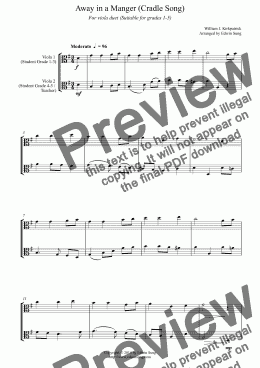 page one of Away in a Manger (Cradle Song) (for viola duet, suitable for grades 1-5)