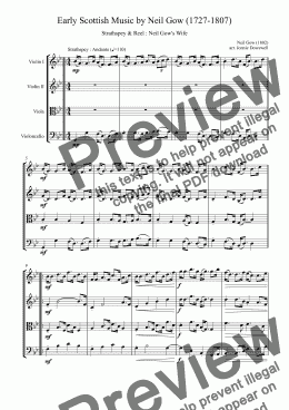 page one of Scottish Strathspey & Reel : Neil Gow's Wife - arranged for string quartet