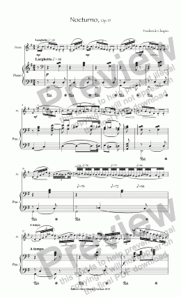 page one of Chopin Nocturno for flute & piano