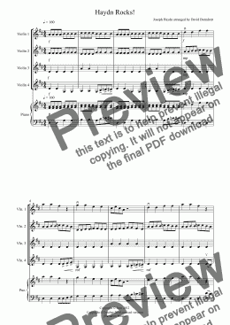page one of Haydn Rocks! for Violin Quartet