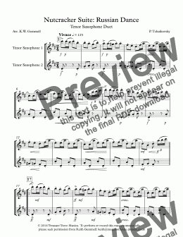 page one of Nutcracker Suite: Russian Dance: Tenor Saxophone Duet