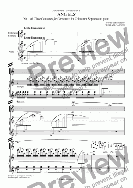 page one of CHRISTMAS MUSIC - ’ANGELS’ No.1 of ’Three Contrasts for Christmas’ for Coloratura Soprano Voice and Piano