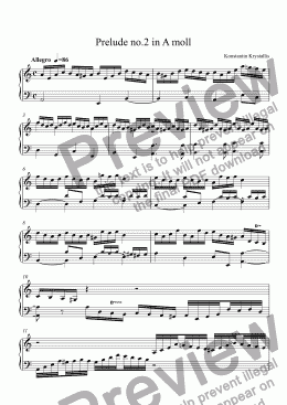 page one of Prelude no.2 in A moll