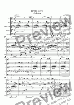 page one of Debussy: Petite Suite:Complete:(En bateau,Cortege,Minuet and Ballet) arr.wind quintet)