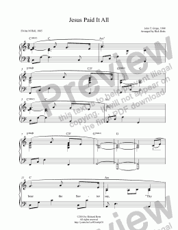 page one of Jesus Paid It All - Lent / Easter / Communion Hymn Piano Solo