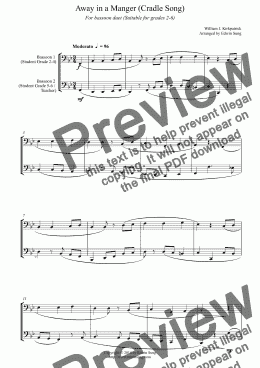page one of Away in a Manger (Cradle Song) (for bassoon duet, suitable for grades 2-6)