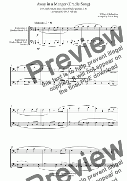 page one of Away in a Manger (Cradle Song) (for euphonium duet (bass clef, 3 or 4 valved), suitable for grades 2-6)
