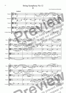 page one of String Symphony No 12 2nd Movement