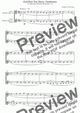 page one of God Rest You Merry, Gentlemen (for flute duet, suitable for grades 1-5) (14BFLDU05)