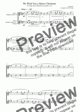 page one of We Wish You a Merry Christmas (for flute duet, suitable for grades 2-6) (14BFLDU15)