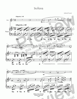 page one of Faure Siciliana flute & piano
