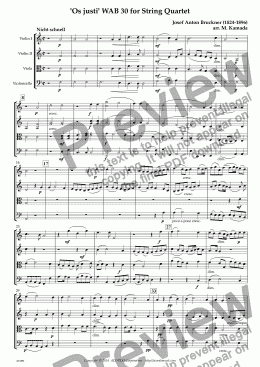 page one of ’Os justi’ WAB 30 for String Quartet