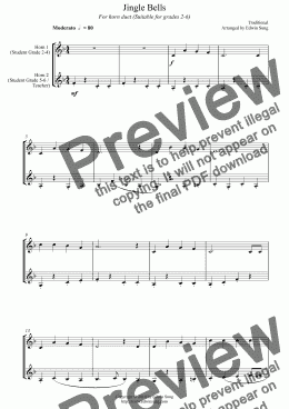 page one of Jingle Bells (for horn duet, suitable for grades 1-5) (14BHNDU10)