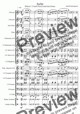 page one of Juche fuer 2 Solopiccoli -Solofloete u.Blasorchester