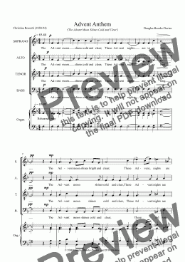 page one of BROOKS-DAVIES: Advent Anthem (The Advent moon shines cold and clear) SATB a cappella. Revised 2014.