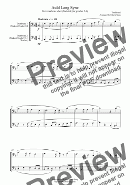 page one of Auld Lang Syne (for trombone duet, suitable for grades 2-6) (14BTBDU14)