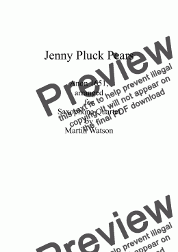 page one of Jenny Pluck Pears for Saxophone Quartet