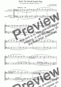 page one of Hark! The Herald Angels Sing (for trombone duet, suitable for grades 1-5) (14BTBDU16)