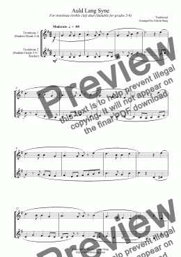 page one of Auld Lang Syne (for trombone duet (treble clef), suitable for grades 2-6) (14BTBDU23)