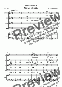 page one of Brooks-Davies: Adam lay ybounden (SATB choir + organ). Revised 2014