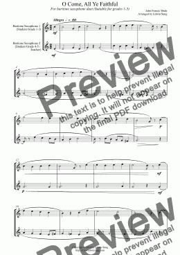 page one of O Come, All Ye Faithful (for baritone saxophone duet, suitable for grades 1-5) (14BBXDU01)