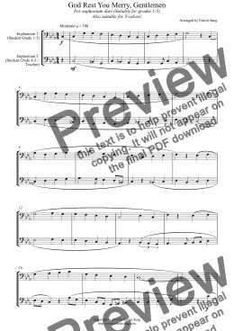 page one of God Rest You Merry, Gentlemen (for euphonium duet (bass clef, 3 or 4 valved), suitable for grades 1-5) (14BEUDU14)