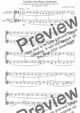 page one of God Rest You Merry, Gentlemen (for euphonium duet (Bb treble, 3 or 4 valved), suitable for grades 1-5) (14BEUDU16)