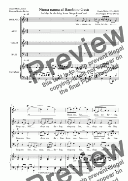 page one of MICHI, Orazio: Ninna nanna al Bambino Gesù (Lullaby for the Baby Jesus) SATB choir + keyboard. ENGLISH VERSION..