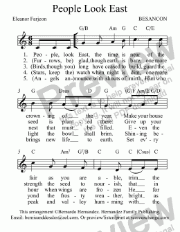 page one of Advent Hymn - People Look East - Leadsheet for Piano/Vocal/Guitar Lowered to C