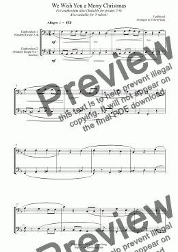 page one of We Wish You a Merry Christmas (for euphonium duet (bass clef, 3 or 4 valved), suitable for grades 2-6) (14BEUDU25)