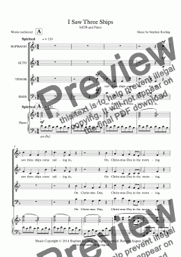 page one of I SAW THREE SHIPS - A New Musical Setting SATB and Piano