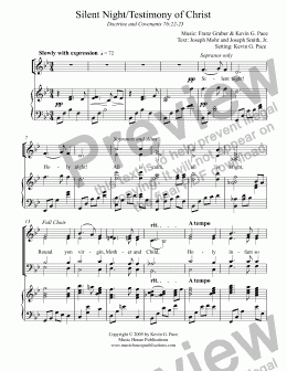 page one of Silent Night/Testimony of Christ (unlimited copies price)