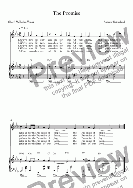 page one of The Promise - a song for Advent candles