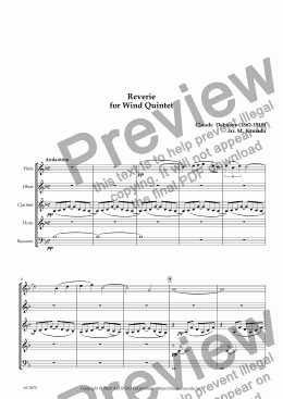 page one of Reverie for Wind Quintet