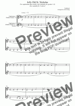 page one of Jolly Old St. Nicholas (for euphonium duet (Bb treble, 3 or 4 valved), suitable for grades 1-5) (14BEUDU27)