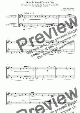 page one of Once In Royal David’s City (for euphonium duet (Bb treble, 3 or 4 valved), suitable for grades 2-6) (14BEUDU30)
