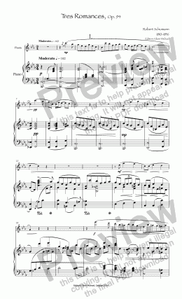 page one of Schumann, Romances for flute & piano Op. 94  