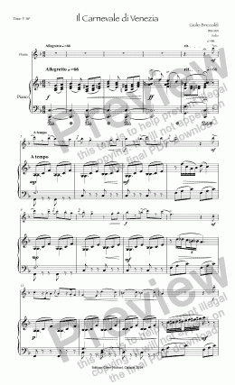 page one of Briccialdi, Carnival of Venice for Flute & piano