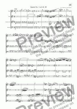 page one of Mozart Quartet No. 1 in G K. 80