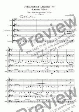 page one of Liszt: Weihnachtsbaum (Christmas Tree Suite) No.4. Adeste Fideles (March of the Three Wise Men of the East) (Magi) arr.wind quintet