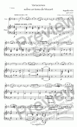 page one of Mozart Variations for flute & pno