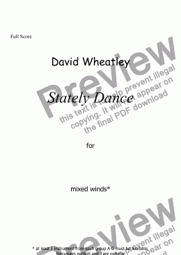 page one of Stately Dance for mixed winds by David Wheatley 